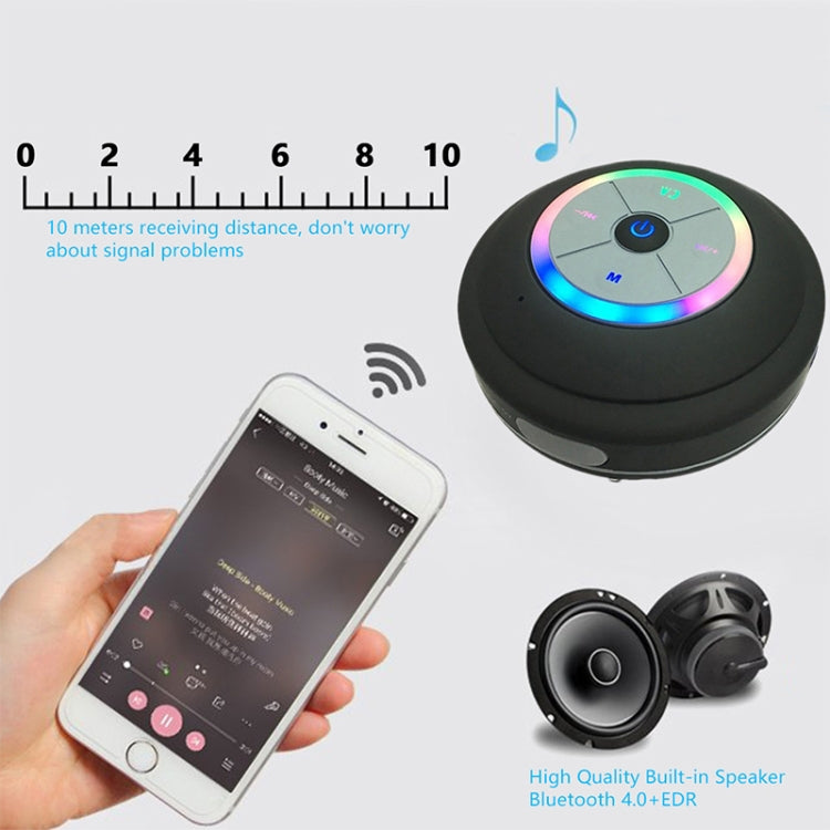 BTS-08 Altoparlante Bluetooth senza fili Impermeabile Led FM Radio Subwoofer Bluetooth Colonna TF Card Ventosa Mini Altoparlante per doccia