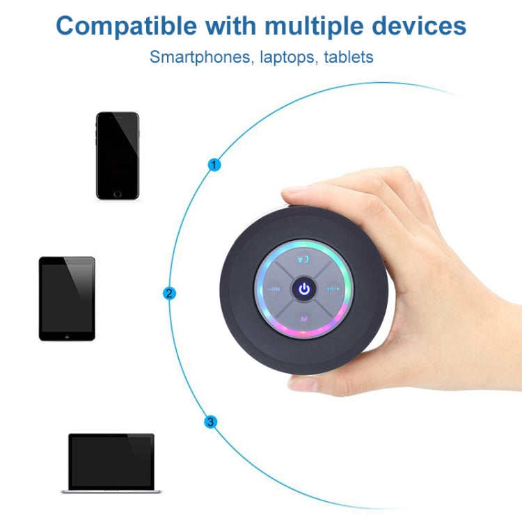 BTS-08 Altoparlante Bluetooth senza fili Impermeabile Led FM Radio Subwoofer Bluetooth Colonna TF Card Ventosa Mini Altoparlante per doccia