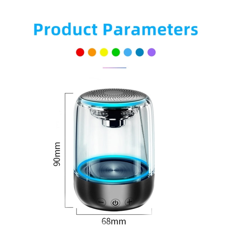 C7 Altoparlante Bluetooth 5.0 LED trasparente Subwoofer luminoso TWS 6D Surround HIFI Stereo Cool Audio, C7