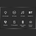 C7 Altoparlante Bluetooth 5.0 LED trasparente Subwoofer luminoso TWS 6D Surround HIFI Stereo Cool Audio, C7