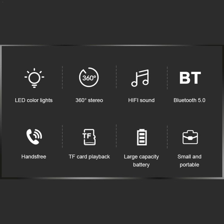 C7 Altoparlante Bluetooth 5.0 LED trasparente Subwoofer luminoso TWS 6D Surround HIFI Stereo Cool Audio, C7