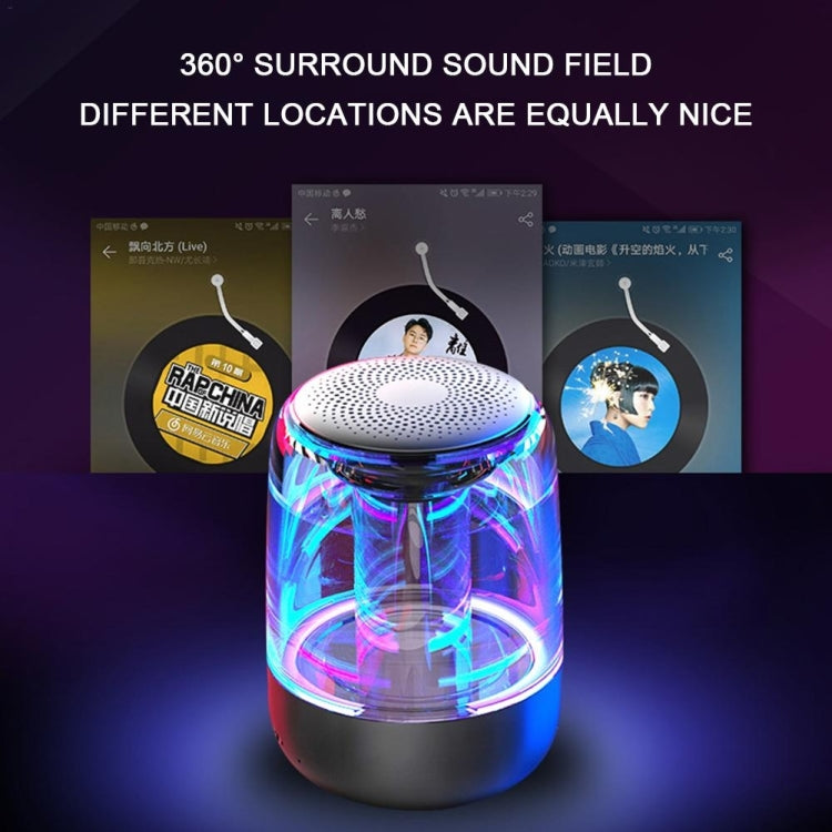 C7 Altoparlante Bluetooth 5.0 LED trasparente Subwoofer luminoso TWS 6D Surround HIFI Stereo Cool Audio, C7