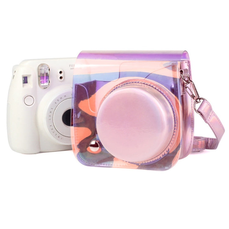 Borsa per fotocamera Richwell in PVC traslucido per Fujifilm Instax Mini 8 8+ 9 Custodia con tracolla sfumata rosa Shell
