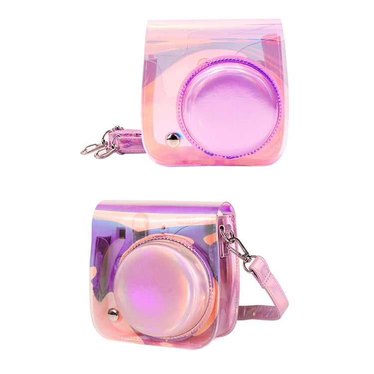 Borsa per fotocamera Richwell in PVC traslucido per Fujifilm Instax Mini 8 8+ 9 Custodia con tracolla sfumata rosa Shell