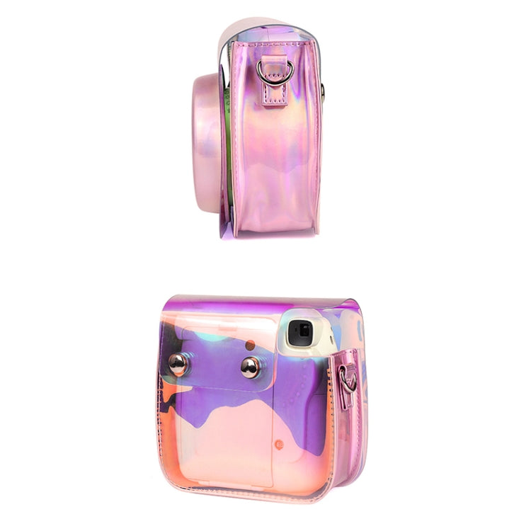 Borsa per fotocamera Richwell in PVC traslucido per Fujifilm Instax Mini 8 8+ 9 Custodia con tracolla sfumata rosa Shell