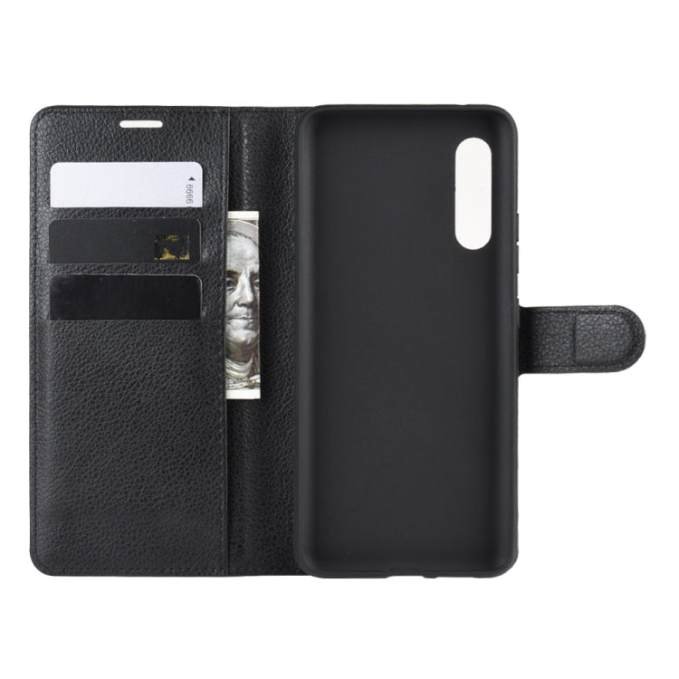 Per 三星A90 5G Custodia in pelle a vibrazione orizzontale con texture Litchi con portafoglio e supporto e slot per carte