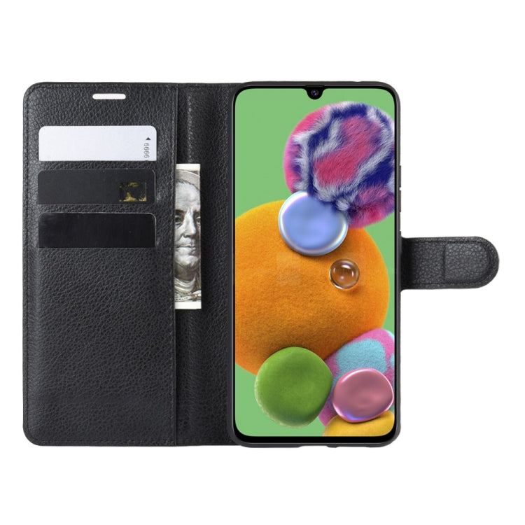 Per 三星A90 5G Custodia in pelle a vibrazione orizzontale con texture Litchi con portafoglio e supporto e slot per carte