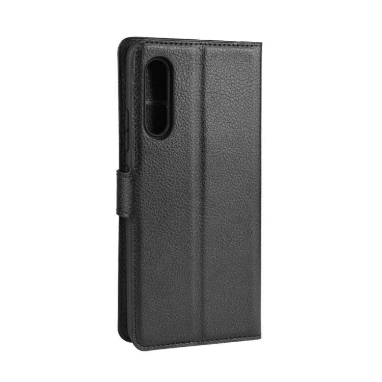Per 三星A90 5G Custodia in pelle a vibrazione orizzontale con texture Litchi con portafoglio e supporto e slot per carte