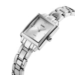 SKMEI 1407 Orologio da lavoro alla moda con diamanti Orologio al quarzo da donna in lega di zinco quadrato delicato ed elegante, Rose Gold, Silvery