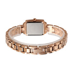 SKMEI 1407 Orologio da lavoro alla moda con diamanti Orologio al quarzo da donna in lega di zinco quadrato delicato ed elegante, Rose Gold, Silvery