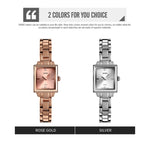 SKMEI 1407 Orologio da lavoro alla moda con diamanti Orologio al quarzo da donna in lega di zinco quadrato delicato ed elegante, Rose Gold, Silvery
