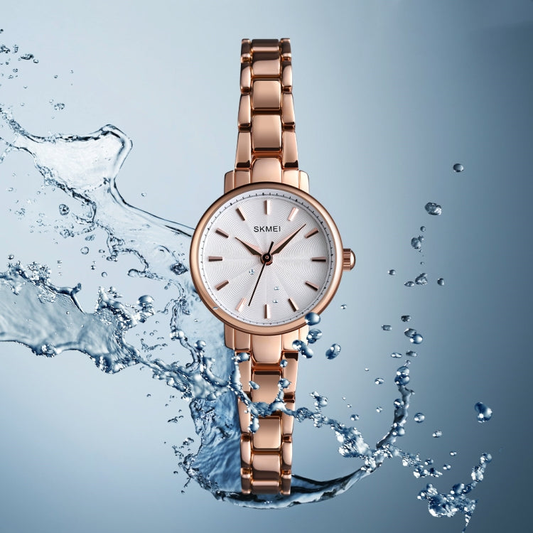 Skmei 1410 Orologio al quarzo da donna Orologio alla moda europeo e americano Orologio da donna con cinturino in acciaio per il tempo libero