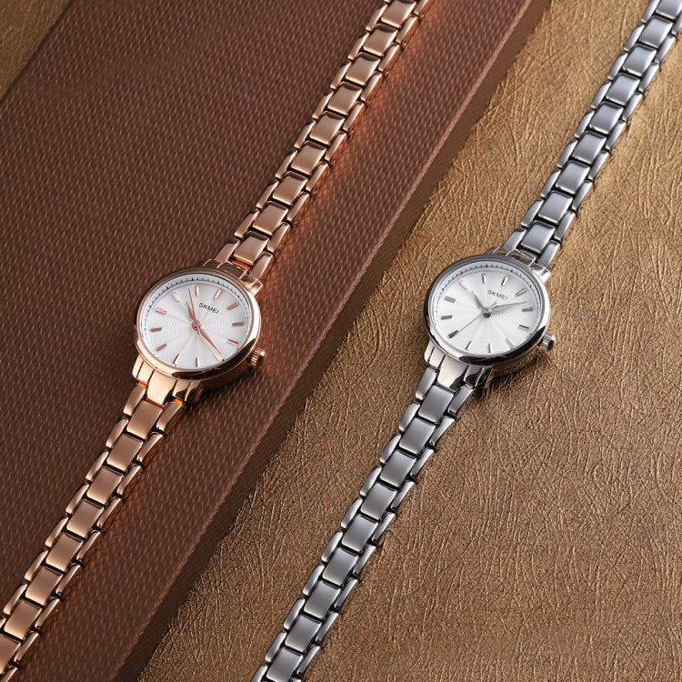 Skmei 1410 Orologio al quarzo da donna Orologio alla moda europeo e americano Orologio da donna con cinturino in acciaio per il tempo libero