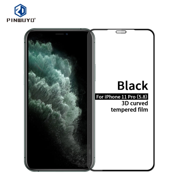 Pellicola in vetro temperato curvo PINWUYO 9H 3D, For iPhone 11 Pro, For iPhone 11 Pro Max, For iPhone 11