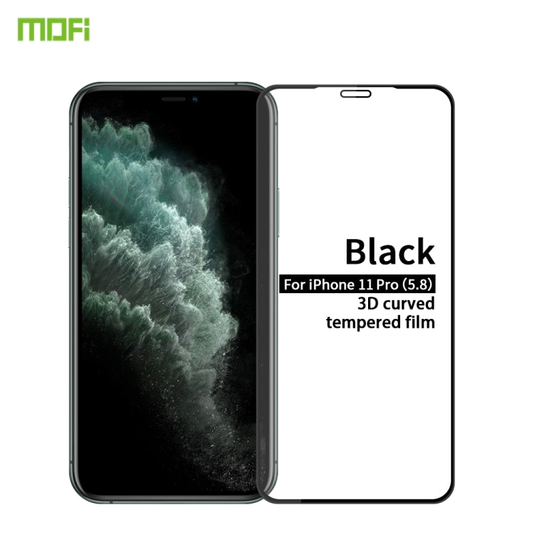 Pellicola in vetro temperato con schermo curvo antideflagrante MOFI 9H 3D, For iPhone 11 Pro, For iPhone 11 Pro Max, For iPhone 11