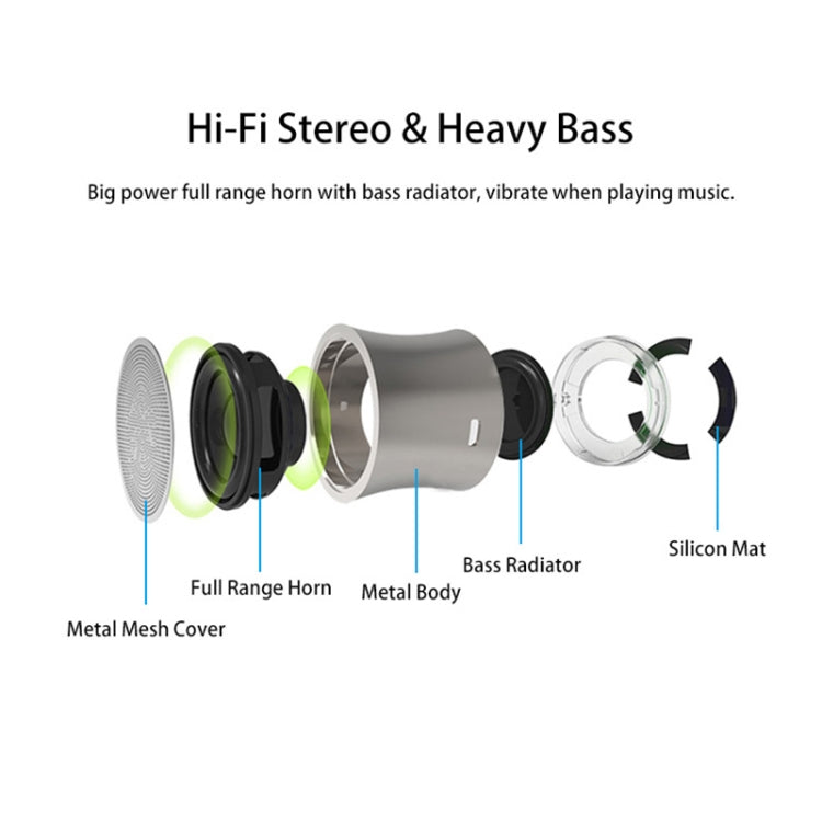 EWA A104 Altoparlante Bluetooth Lettore MP3 Altoparlante portatile Metallico Ingresso USB Lettore MP3 Altoparlante multimediale stereo