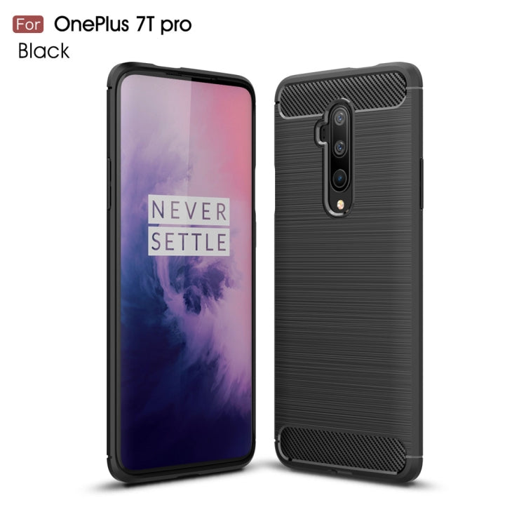 Per custodia in TPU in fibra di carbonio con trama spazzolata Oneplus 7T Pro
