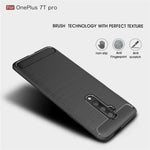 Per custodia in TPU in fibra di carbonio con trama spazzolata Oneplus 7T Pro