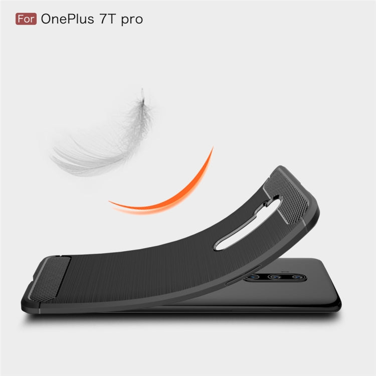 Per custodia in TPU in fibra di carbonio con trama spazzolata Oneplus 7T Pro