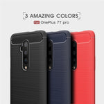 Per custodia in TPU in fibra di carbonio con trama spazzolata Oneplus 7T Pro