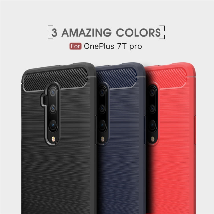 Per custodia in TPU in fibra di carbonio con trama spazzolata Oneplus 7T Pro