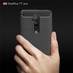 Per custodia in TPU in fibra di carbonio con trama spazzolata Oneplus 7T Pro