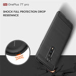 Per custodia in TPU in fibra di carbonio con trama spazzolata Oneplus 7T Pro