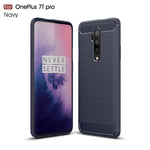 Per custodia in TPU in fibra di carbonio con trama spazzolata Oneplus 7T Pro