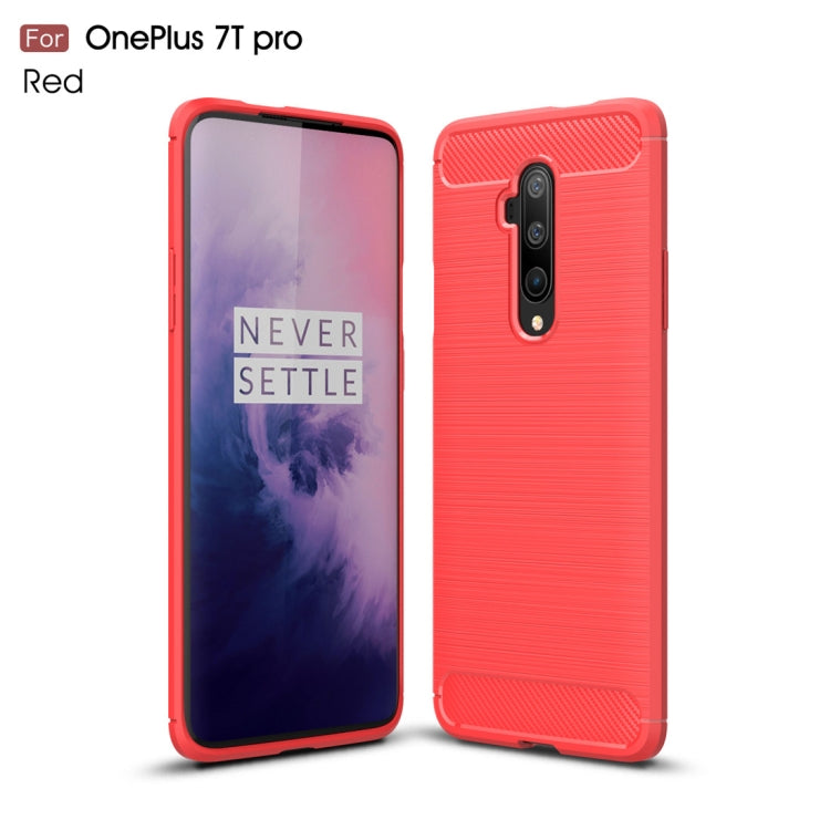 Per custodia in TPU in fibra di carbonio con trama spazzolata Oneplus 7T Pro