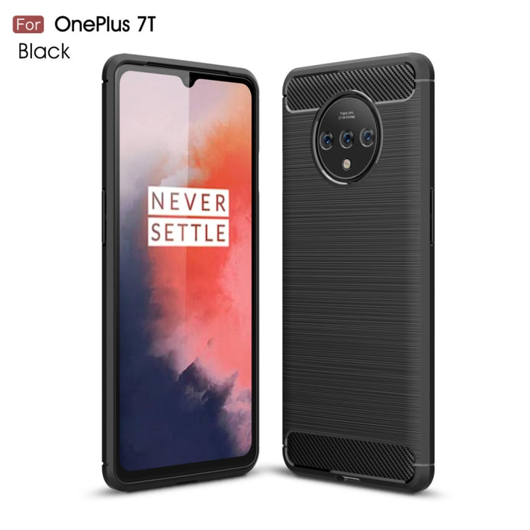 Per custodia in TPU in fibra di carbonio con trama spazzolata Oneplus 7T