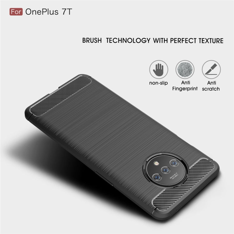Per custodia in TPU in fibra di carbonio con trama spazzolata Oneplus 7T