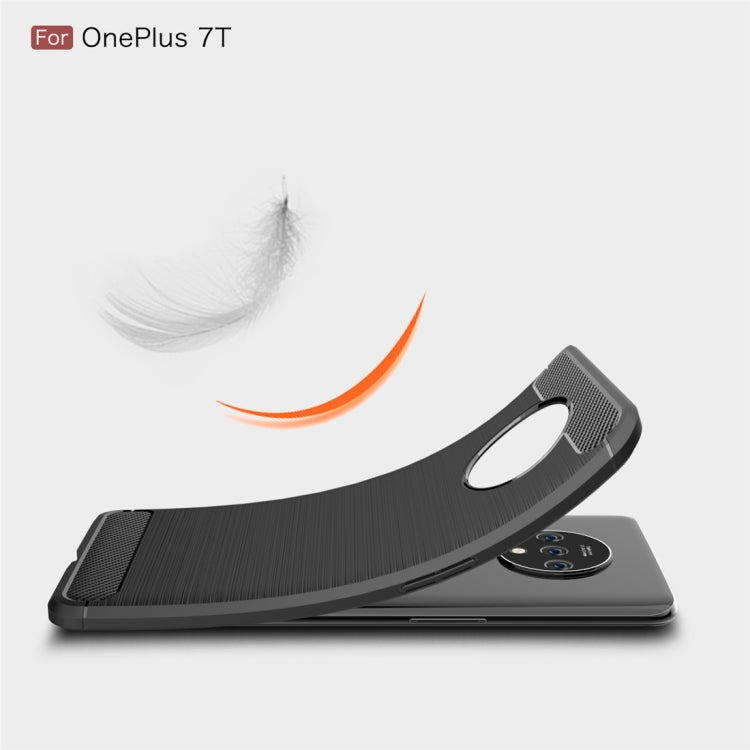 Per custodia in TPU in fibra di carbonio con trama spazzolata Oneplus 7T