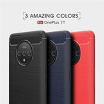 Per custodia in TPU in fibra di carbonio con trama spazzolata Oneplus 7T