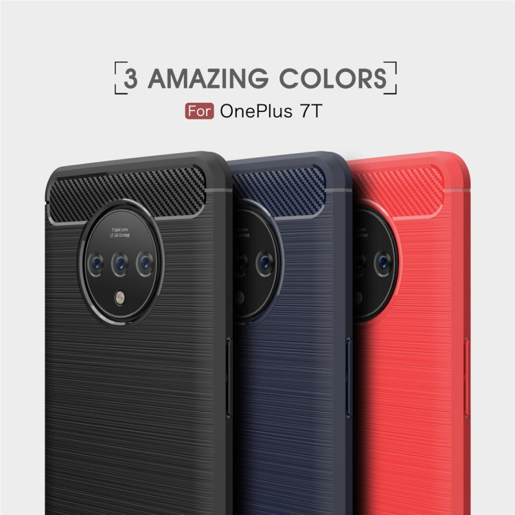 Per custodia in TPU in fibra di carbonio con trama spazzolata Oneplus 7T