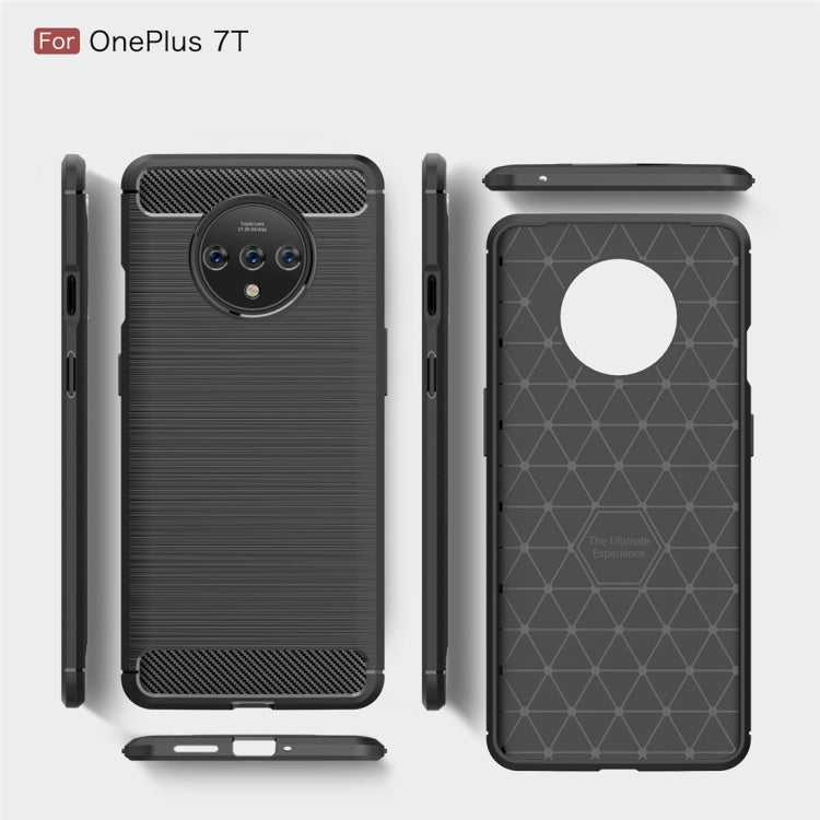 Per custodia in TPU in fibra di carbonio con trama spazzolata Oneplus 7T