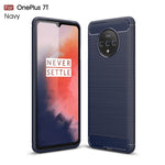 Per custodia in TPU in fibra di carbonio con trama spazzolata Oneplus 7T