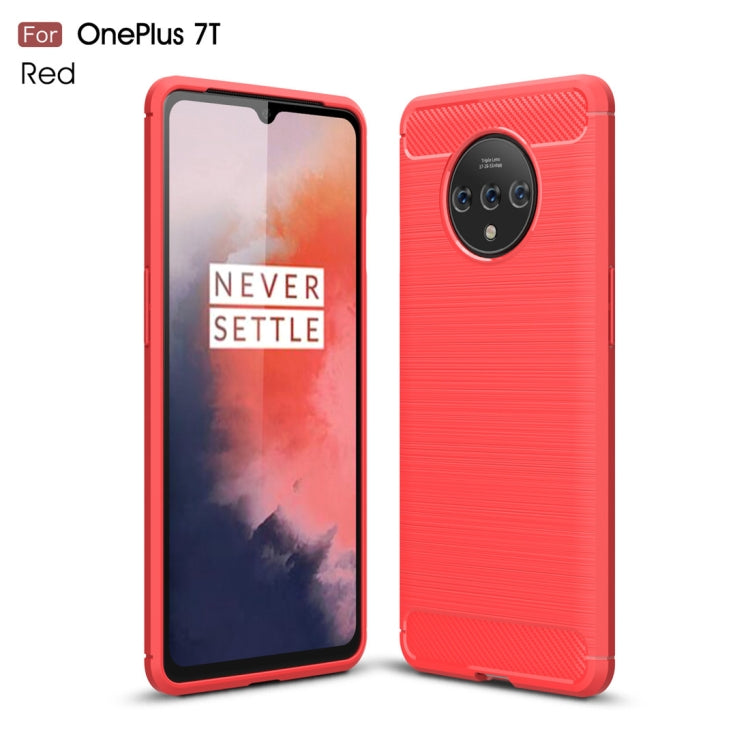 Per custodia in TPU in fibra di carbonio con trama spazzolata Oneplus 7T