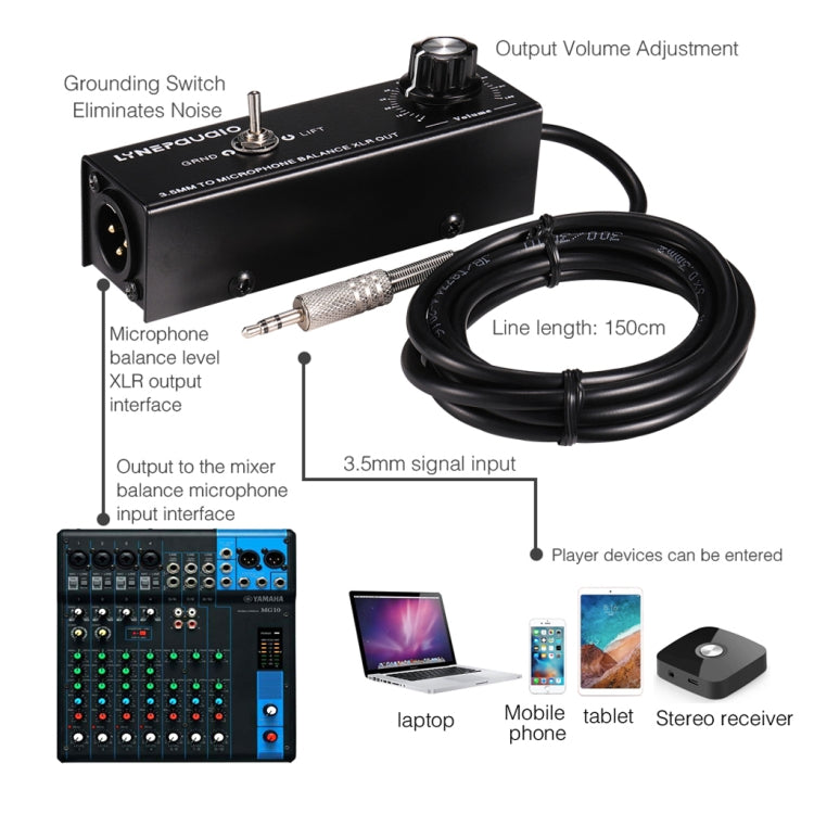 B012 Professional stereo signal converted to balanced signal output for microphone