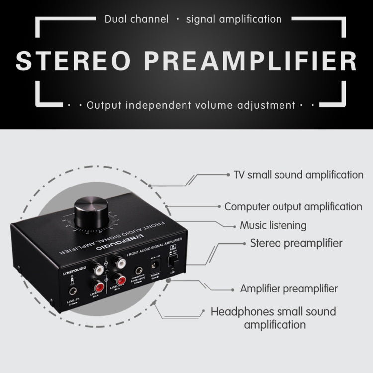 B015 Amplificatore di segnale stereo anteriore Cuffie Amplificatore per altoparlanti Sorgente audio doppia, B015