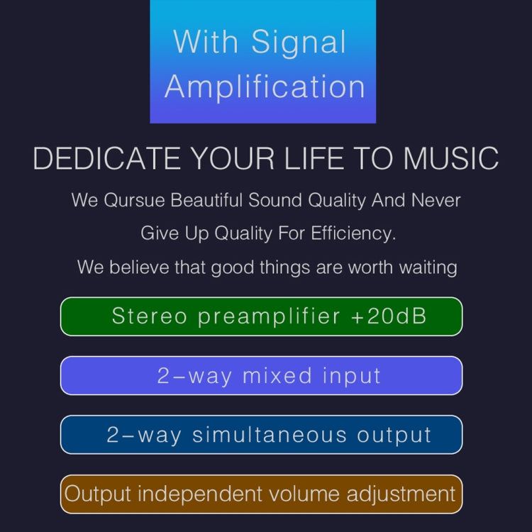 B015 Amplificatore di segnale stereo anteriore Cuffie Amplificatore per altoparlanti Sorgente audio doppia, B015