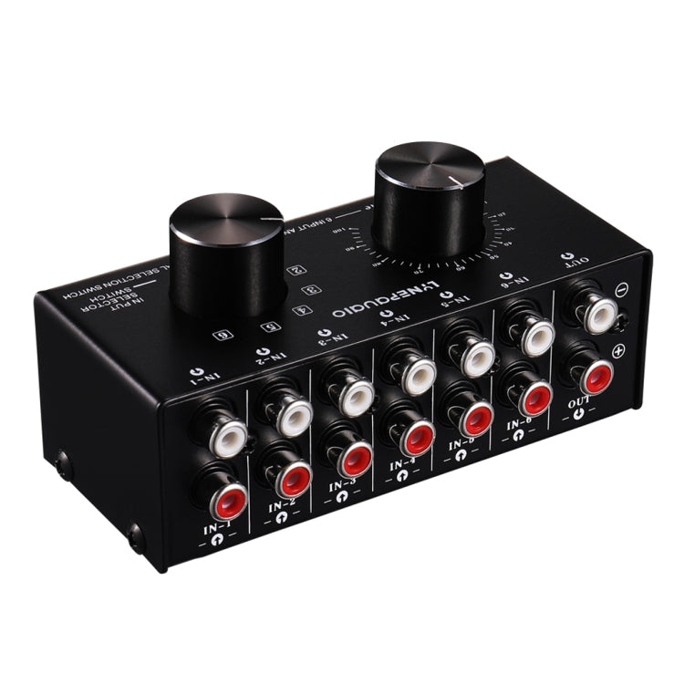 B016 6 Input audio signal source selection selector 1 output, output volume adjustment control RCA port