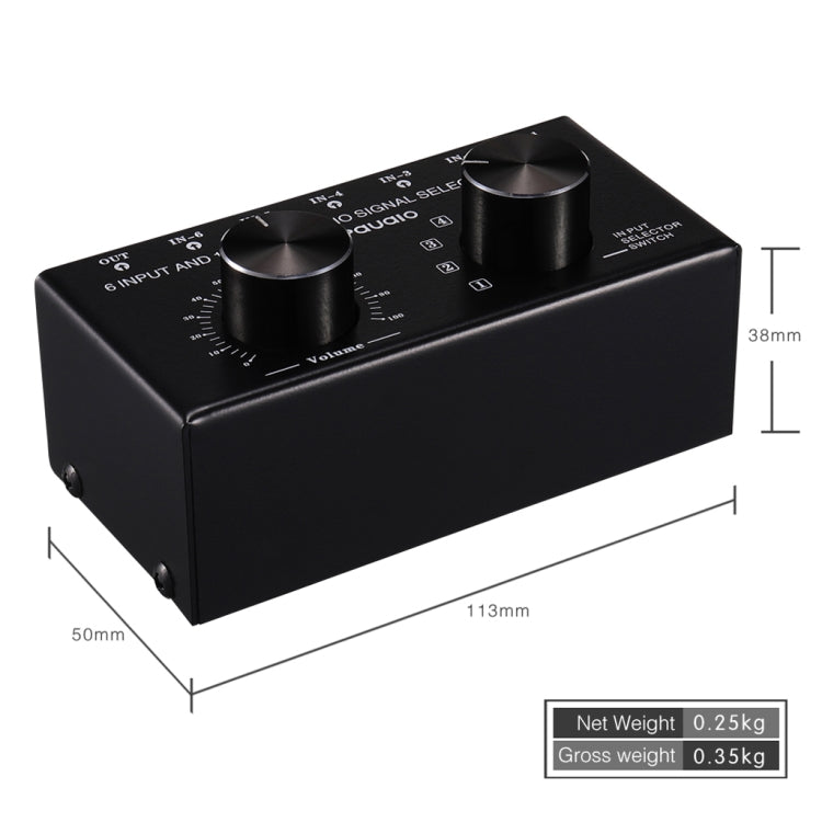 B016 6 Input audio signal source selection selector 1 output, output volume adjustment control RCA port