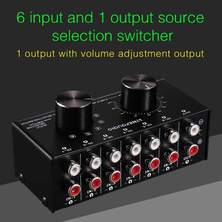 B016 6 Input audio signal source selection selector 1 output, output volume adjustment control RCA port