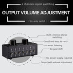 B017 6 Input 1 Output Audio signal selector Switch Output volume adjustment control 3.5mm interface