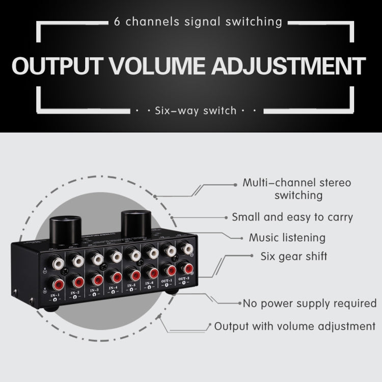 B026 6 inputs 2 outputs or 2 inputs 6 outputs Audio signal source selection switch RCA port