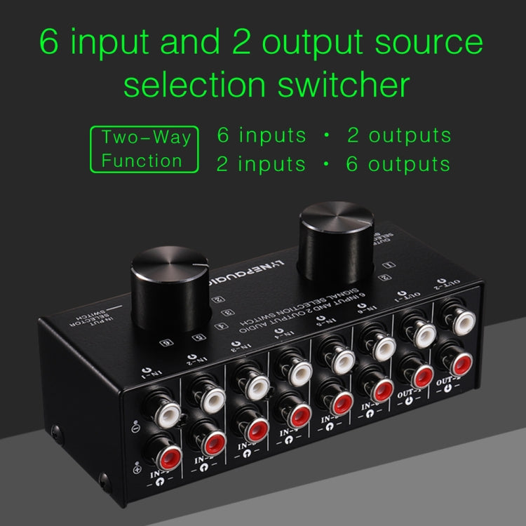 B026 6 inputs 2 outputs or 2 inputs 6 outputs Audio signal source selection switch RCA port