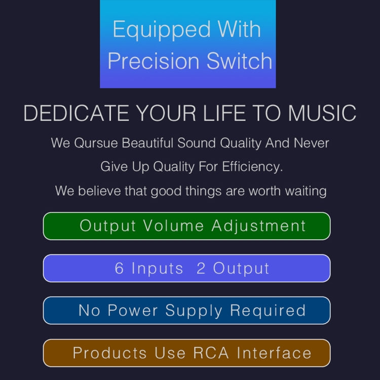 B026 6 inputs 2 outputs or 2 inputs 6 outputs Audio signal source selection switch RCA port