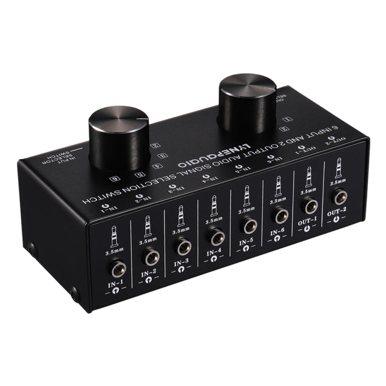 B027 6 input 2 output or 2 input 6 output audio signal source selection switch 3.5mm interface