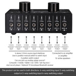 B027 6 input 2 output or 2 input 6 output audio signal source selection switch 3.5mm interface
