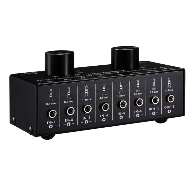 B027 6 input 2 output or 2 input 6 output audio signal source selection switch 3.5mm interface